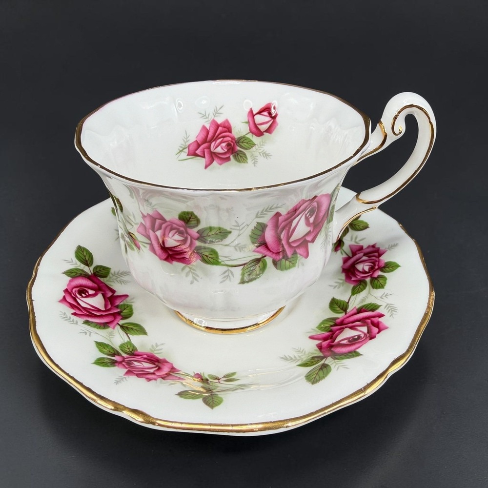 Royal Adderley Miss Canada Rose Teacup Saucer Set Ridgway Potteries Pink VTG